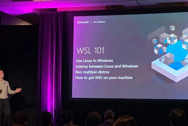 Craig presenting a WSL session at Developer Week
